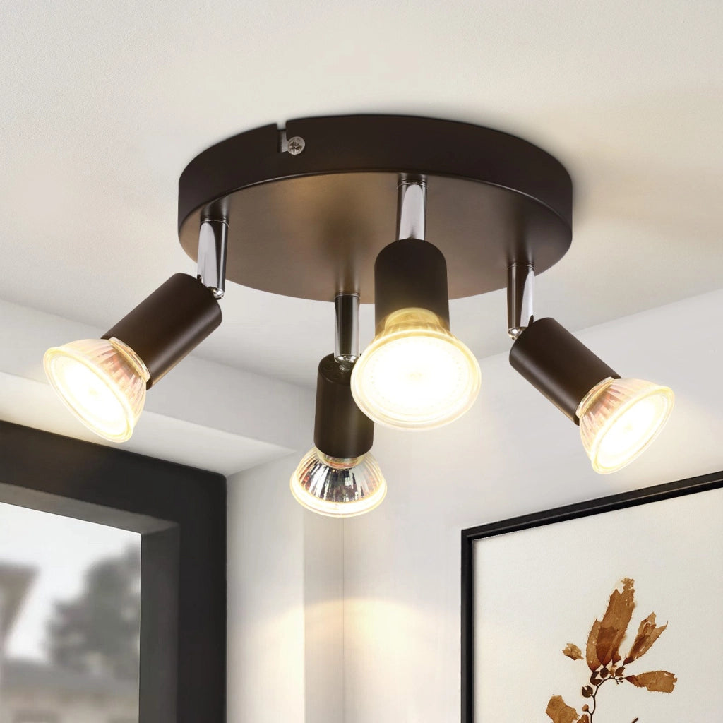 ZMH Faretto da soffitto neri 4 luci GU10 rotanti metallo stile moderno per soggiorno cucina corridoio sala pranzo