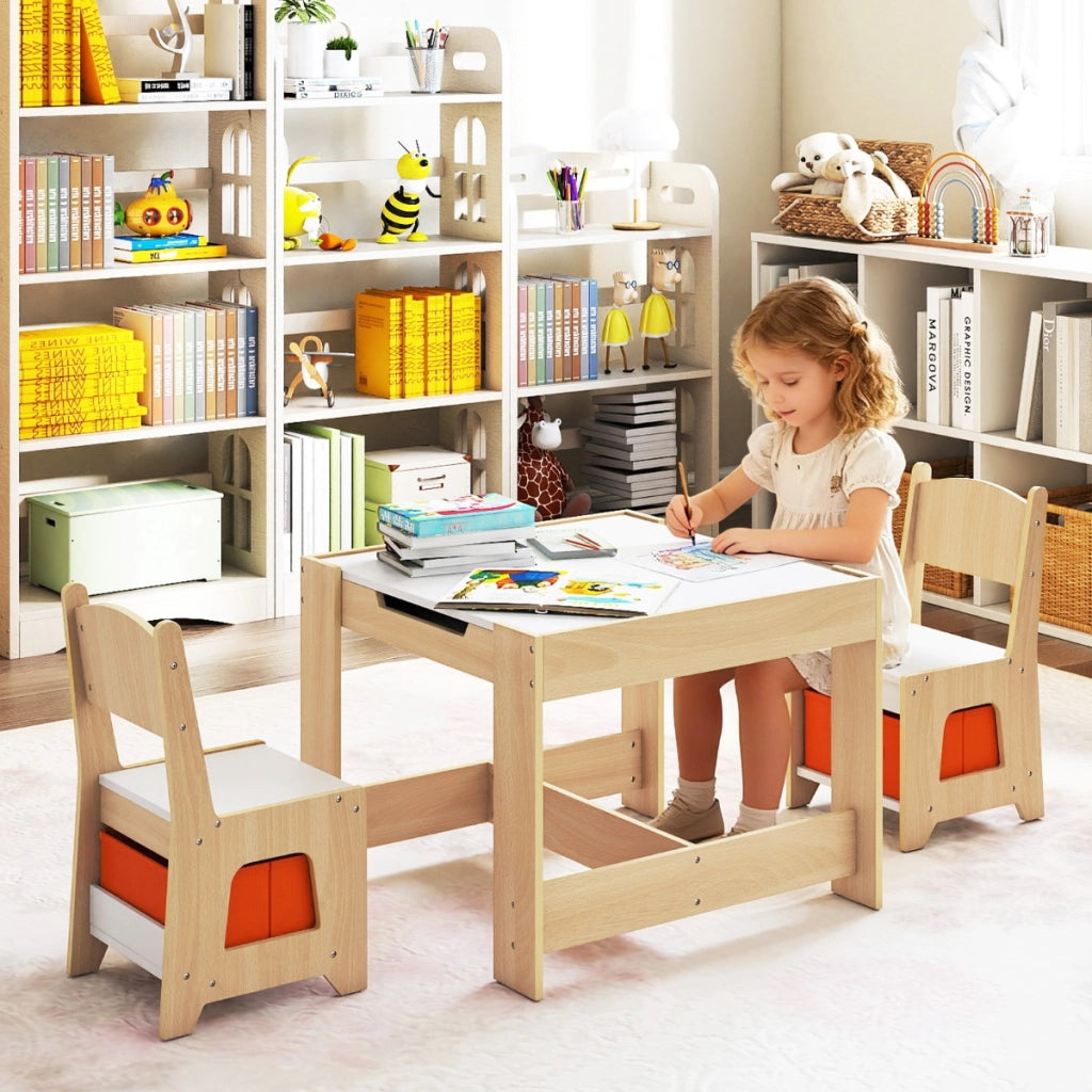 Set tavolo e sedie per bambini piano doppio superficie smontabile, Tavolo scrivania per bambini per disegnare-Tavoli e sedie
