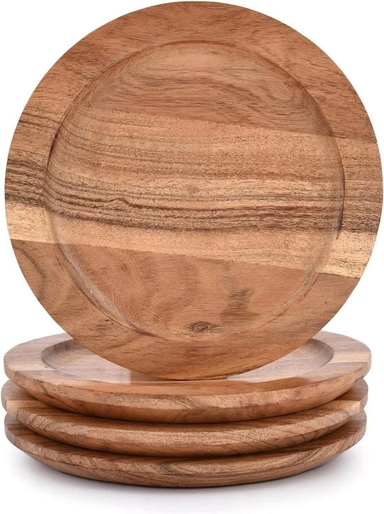Set di tavoli da pranzo rotondi da 4 - Legno di Acacia - decorazione da tavola - riunione familiare - 2032 cm x 2032 cm x 190 cm.