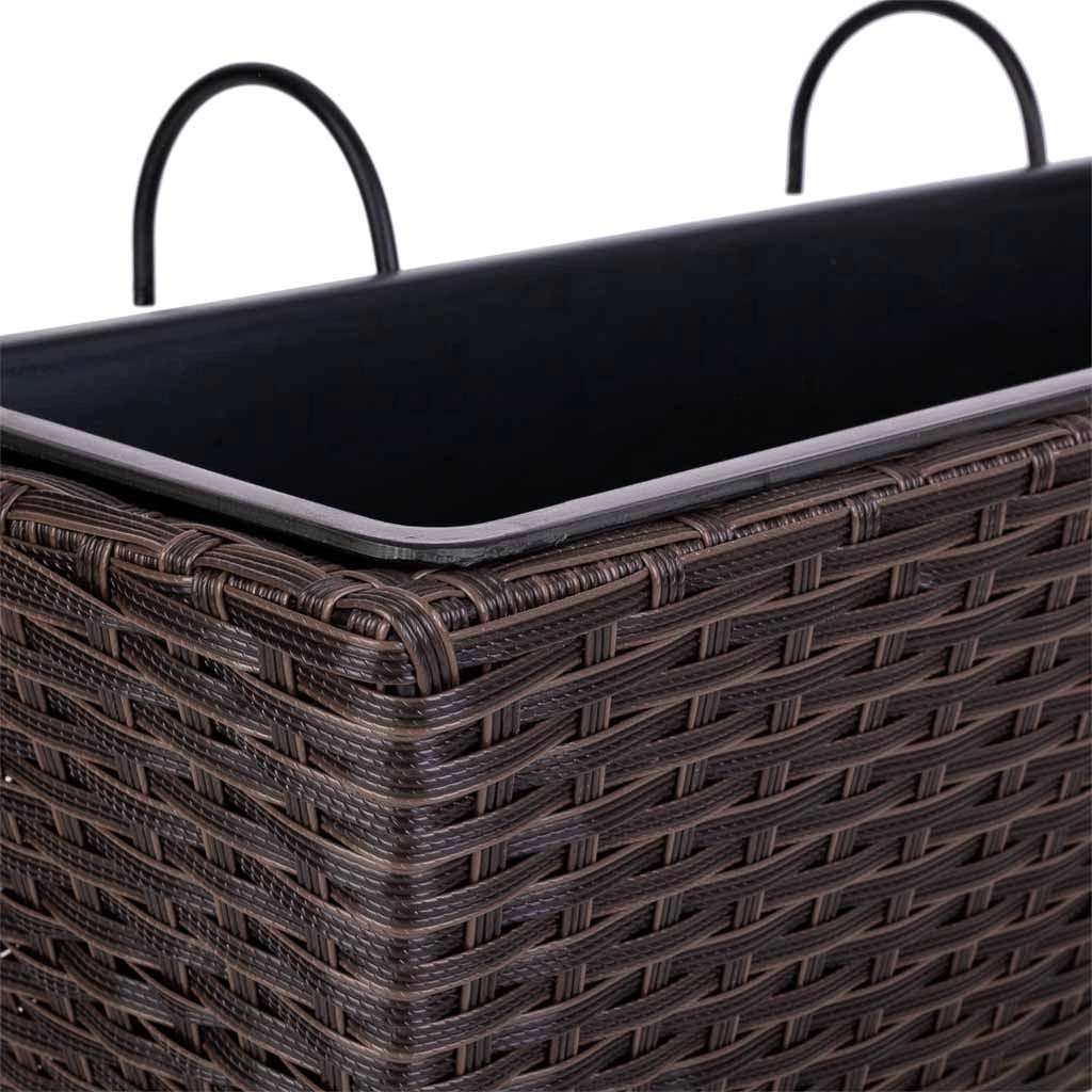 Fioriera sospesa in polyrattan marrone 61x20/29x19/23h