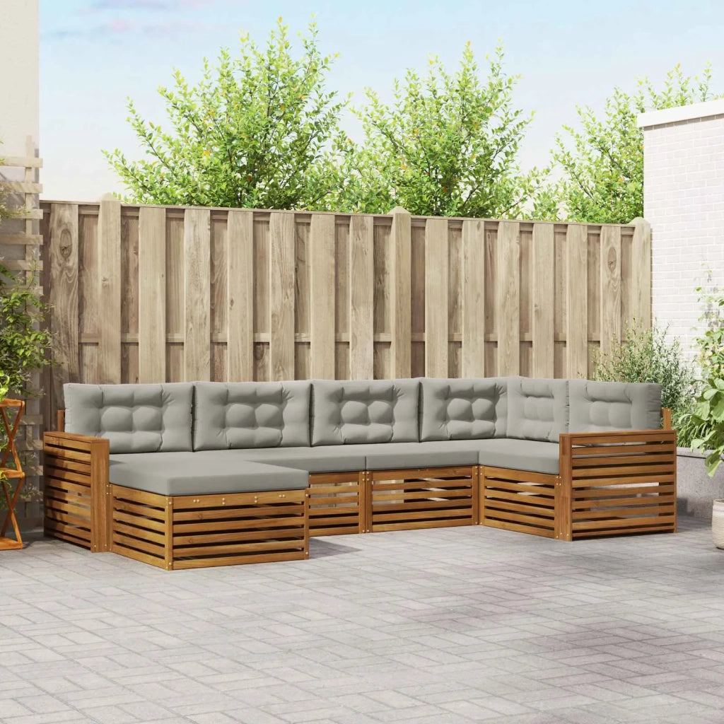 Set di divani da esterno 6 pcs Grigio Naturale e Chiaro 3373746