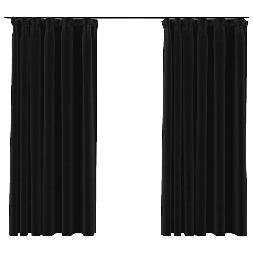Tende Oscuranti | Tende Blackout con Ganci Effetto Lino 2 pz Antracite 140x175cm