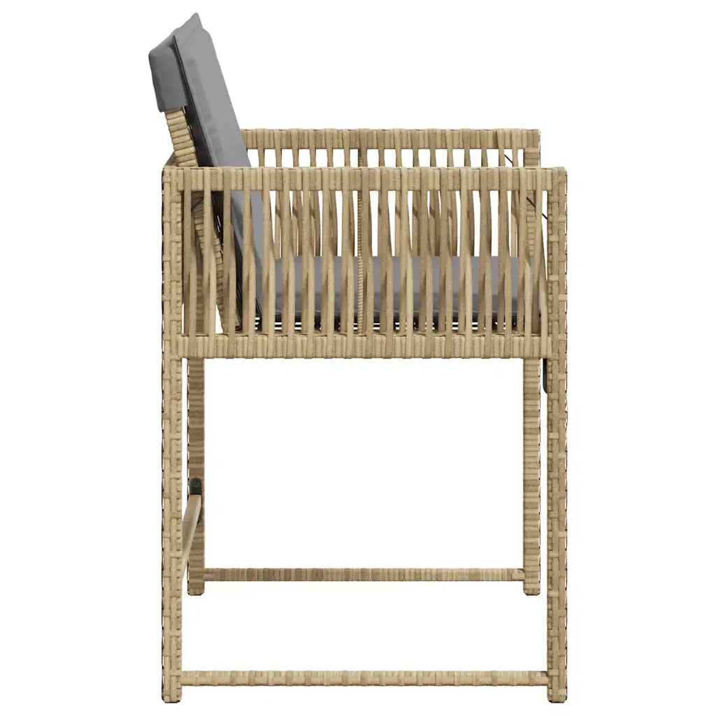 Sedie da Giardino con Cuscini 4 pz | Sedie da Esterno Beige Misto in Polyrattan