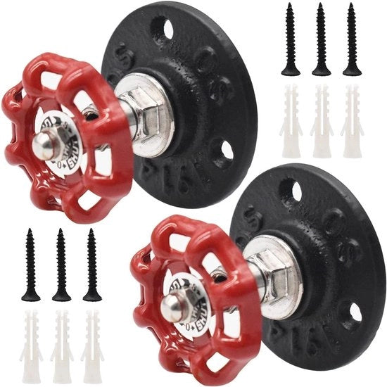 Haken da Parete 2 Pezzi - Haken Industriale Vintage - Haken con Maniglione in Metallo - Attacco da Parete con Morsetto - Cultura di Stile Antico - Progetto Creativo - Ganci da Parete