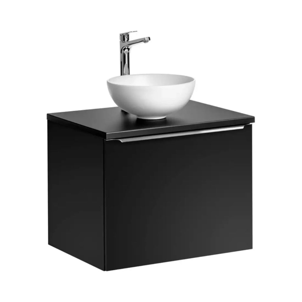 Set da bagno VANTA: mobile sotto lavabo 60cm + piano per lavabo + 1 lavabo bianco da appoggio