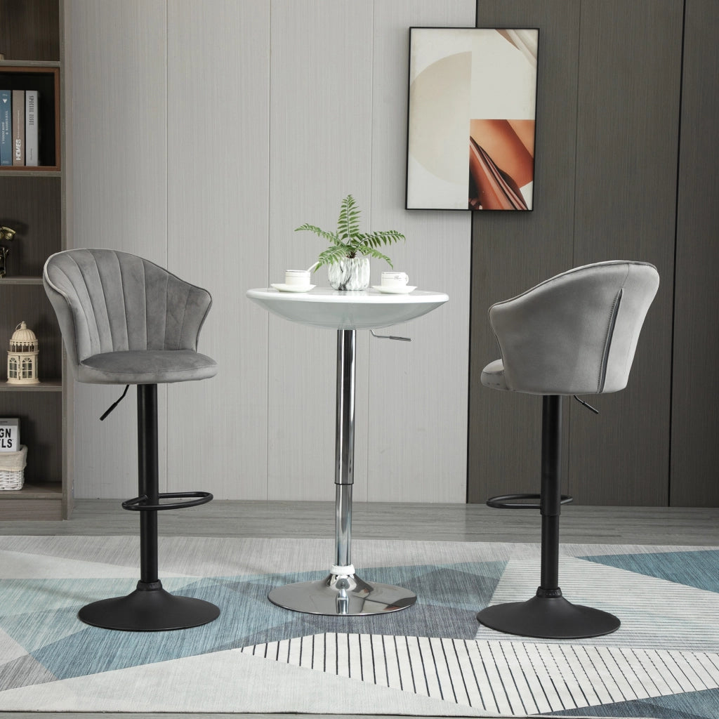 Set 2 Sgabelli da Bar Girevoli ¨C Xylo ¨C Velluto Grigio con Schienale Regolabili 54x56x91-111cm