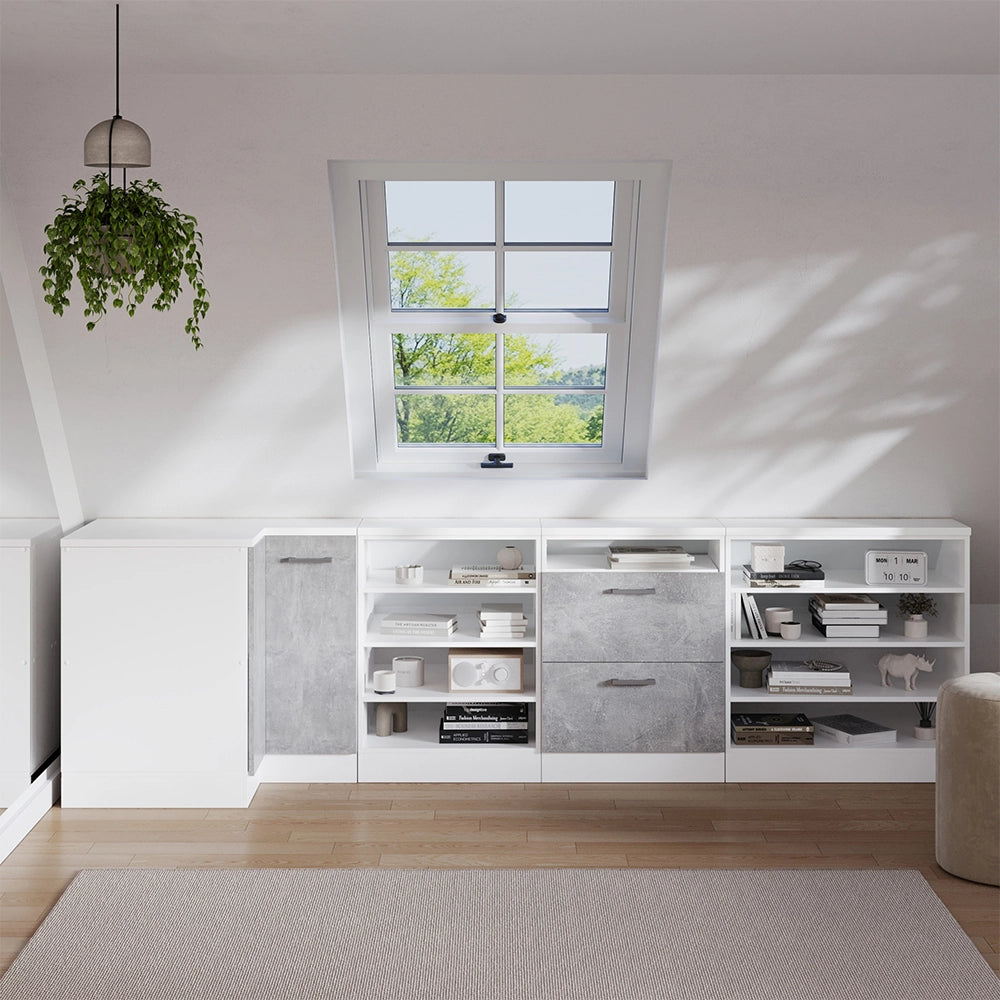 Armadio per tetto spiovente Rion Bianco/Bianco 80 x 83.8 cm con 4 scomparti, carcassa 60 cm profondità Vicco