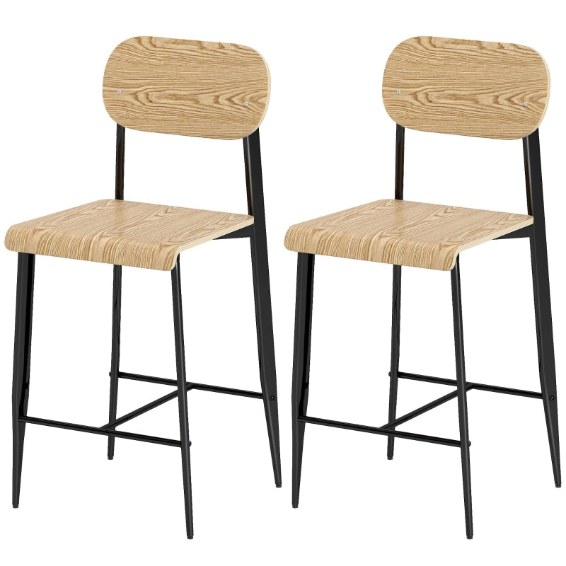 SGABELLO BAR 66 cm Legno Naturale e Metallo Nero