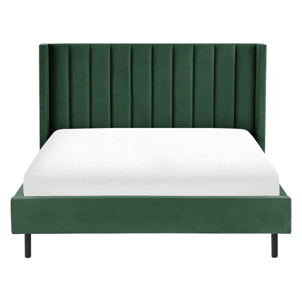 Letto matrimoniale 160 x 200 cm Rete a doghe in velluto verde scuro