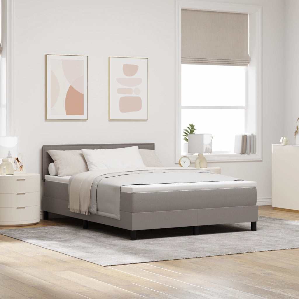 Letto a Box con Materasso e LED Taupe 140x200 cm Tessuto