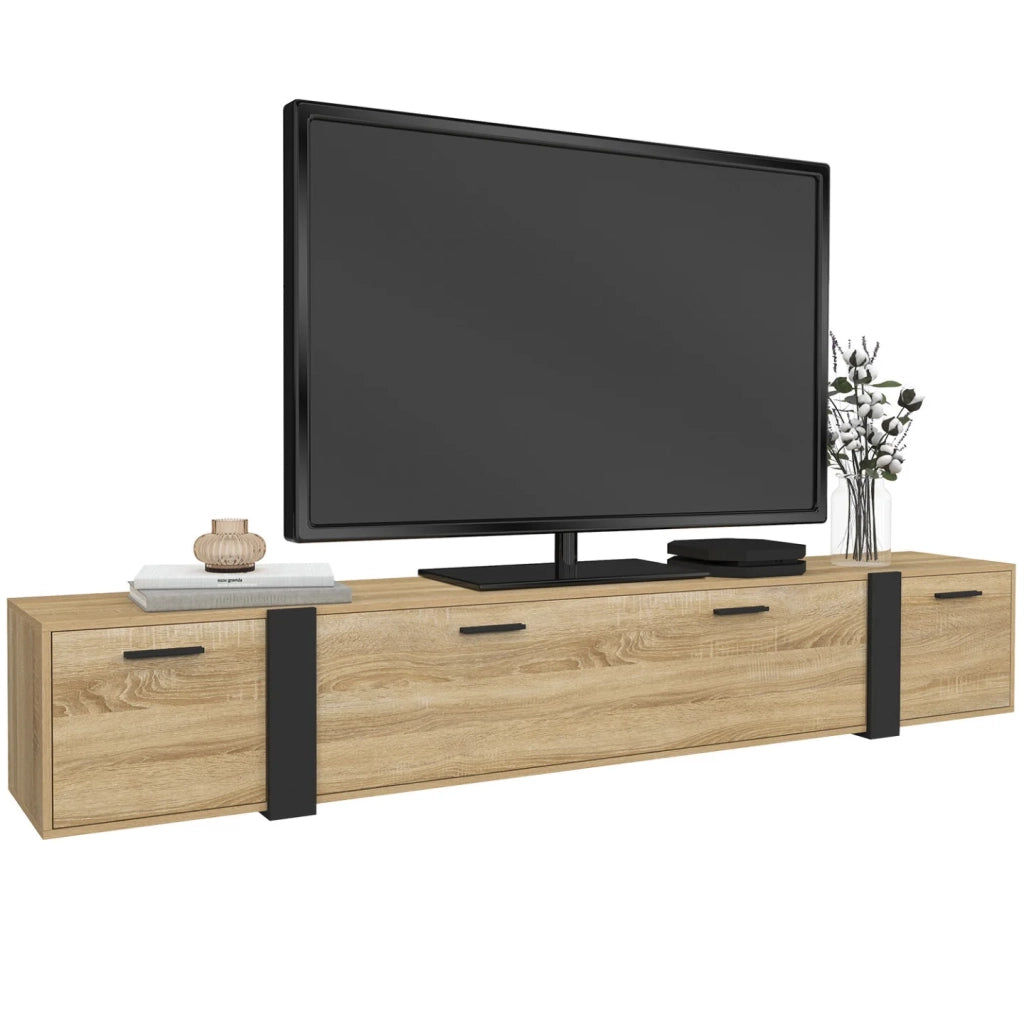 IDMarket - 180 cm PHOENIX Porta TV a parete a 3 ante dal design industriale
