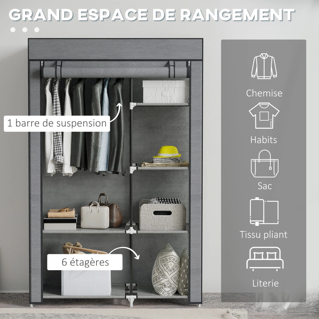Armadio Guardaroba ¨C zephmum ¨C Grigio 90x51x200