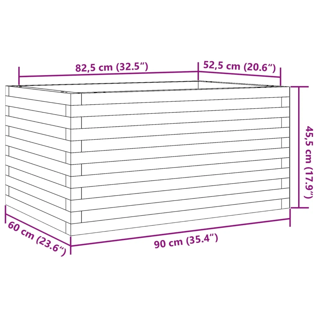 Fioriera | Cassetta per fiori | Vaso da Giardino 90x60x45,5 cm in Legno di Pino Impregnato