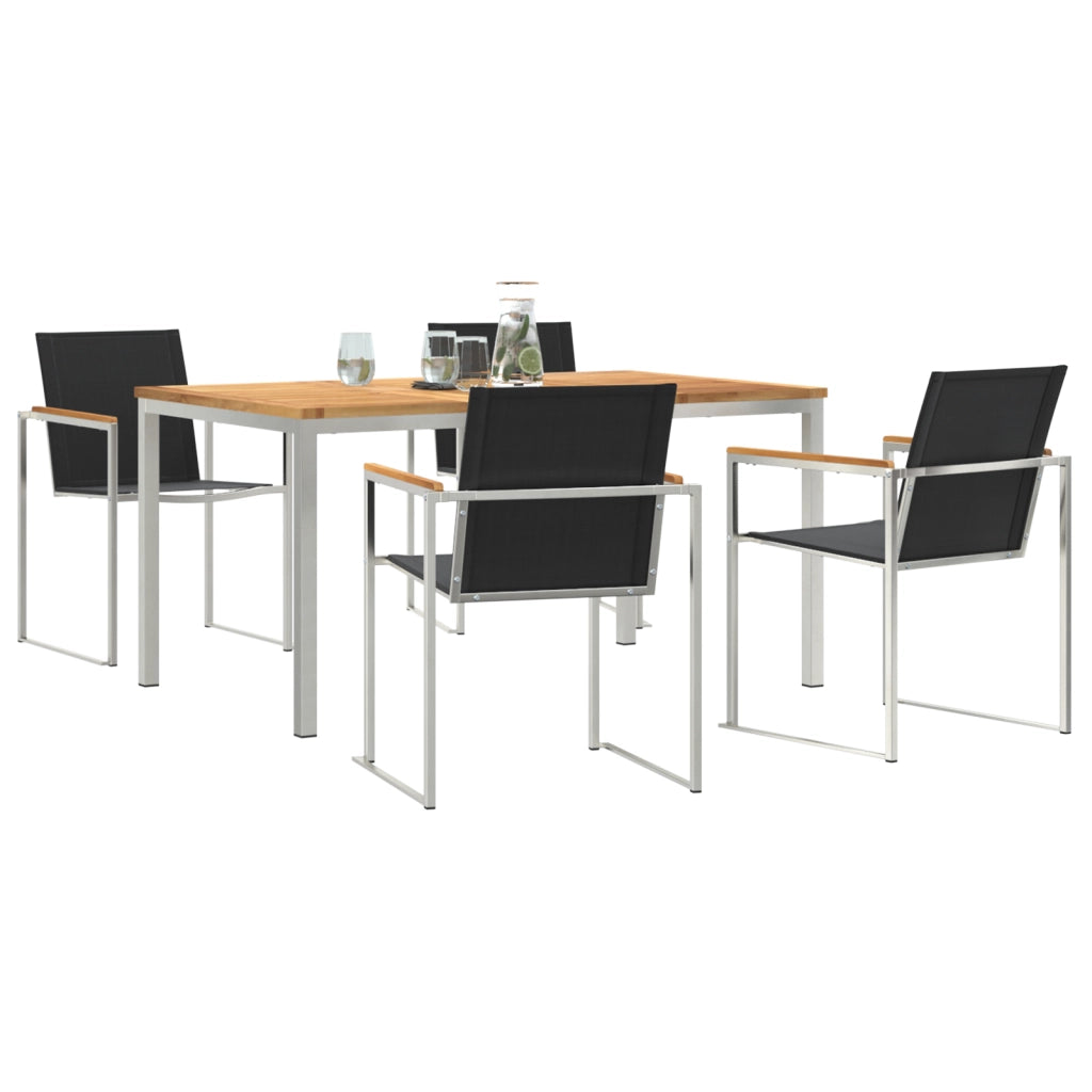 Set da pranzo da giardino  5 pezzi in legno massiccio di teak