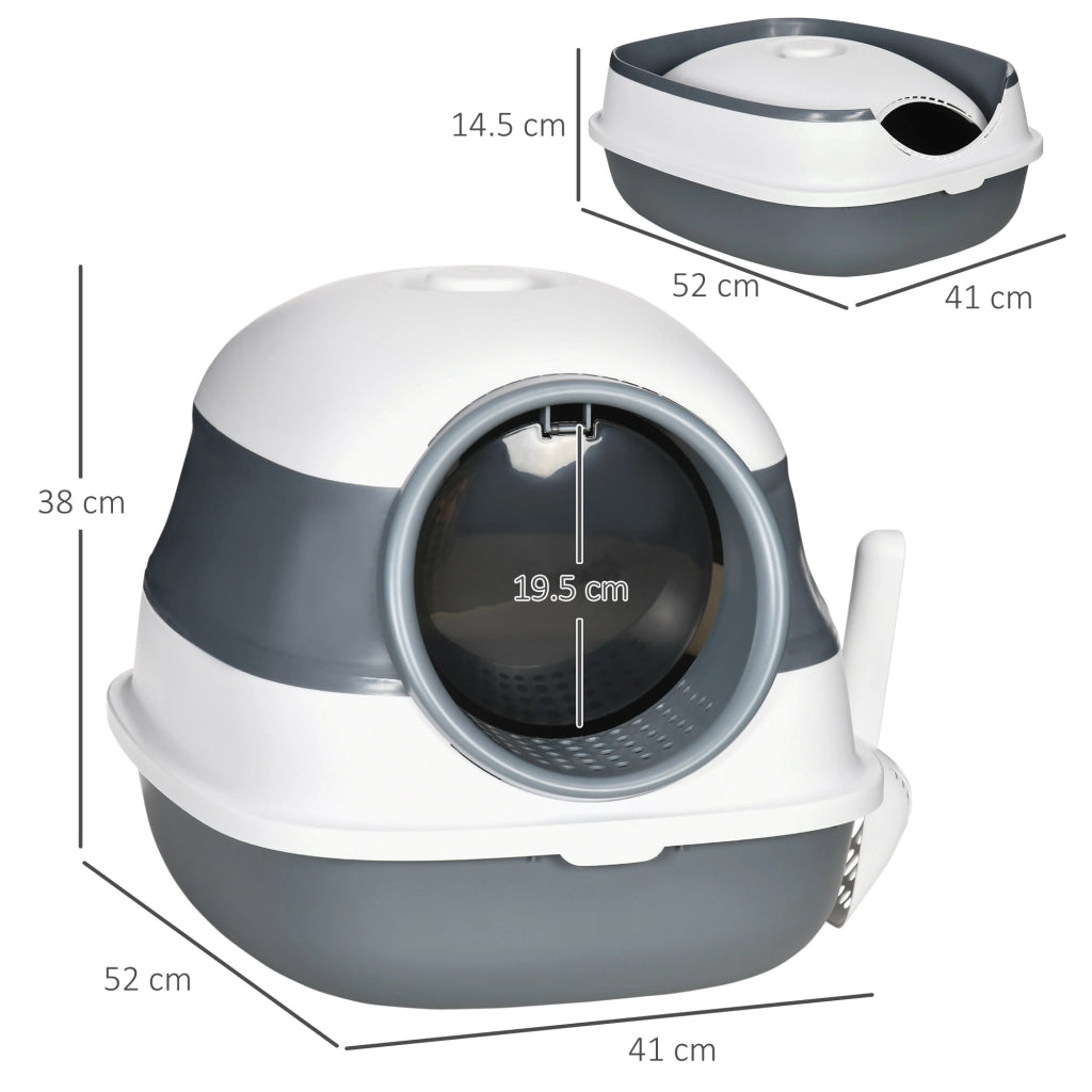 Lettiera per Gatti 5kg max con Paletta e Deodorante Inclusi, Design Pieghevole e Maniglia, in PP e ABS, 52x41x38 cm