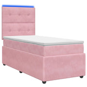 Letto Box Spring LED con Materasso Rosa 80 x 200 cm Velluto 3455962