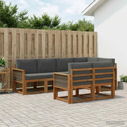 Set di divani da esterno 7 pcs Naturale e Antracite Poliestere