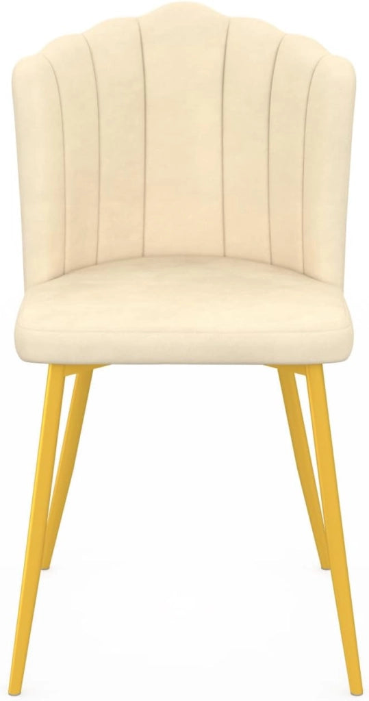 Set di 2 sedie a conchiglia ADELLA in velluto beige con gambe dorate