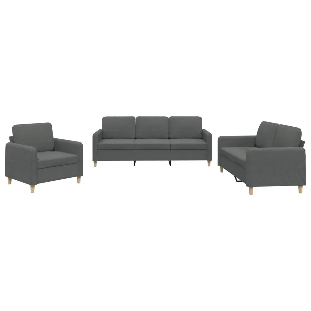 Set di Divani 3 pz con Cuscini Grigio Scuro in Tessuto 3202055