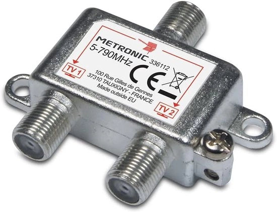Divisore Segnale TV per 2 TV - Distributore Cavo Coassiale con F-Connessione