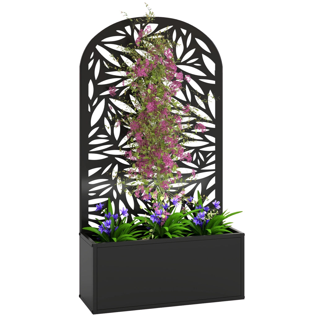 Fioriera da muro con griglia in metallo ¨C zephmum ¨C 61x23x113 cm nera