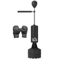 Sacco da Boxe Autoportante con Punching Ball e Braccio Rotante 3 in 1, Altezza Regolabile, Nero