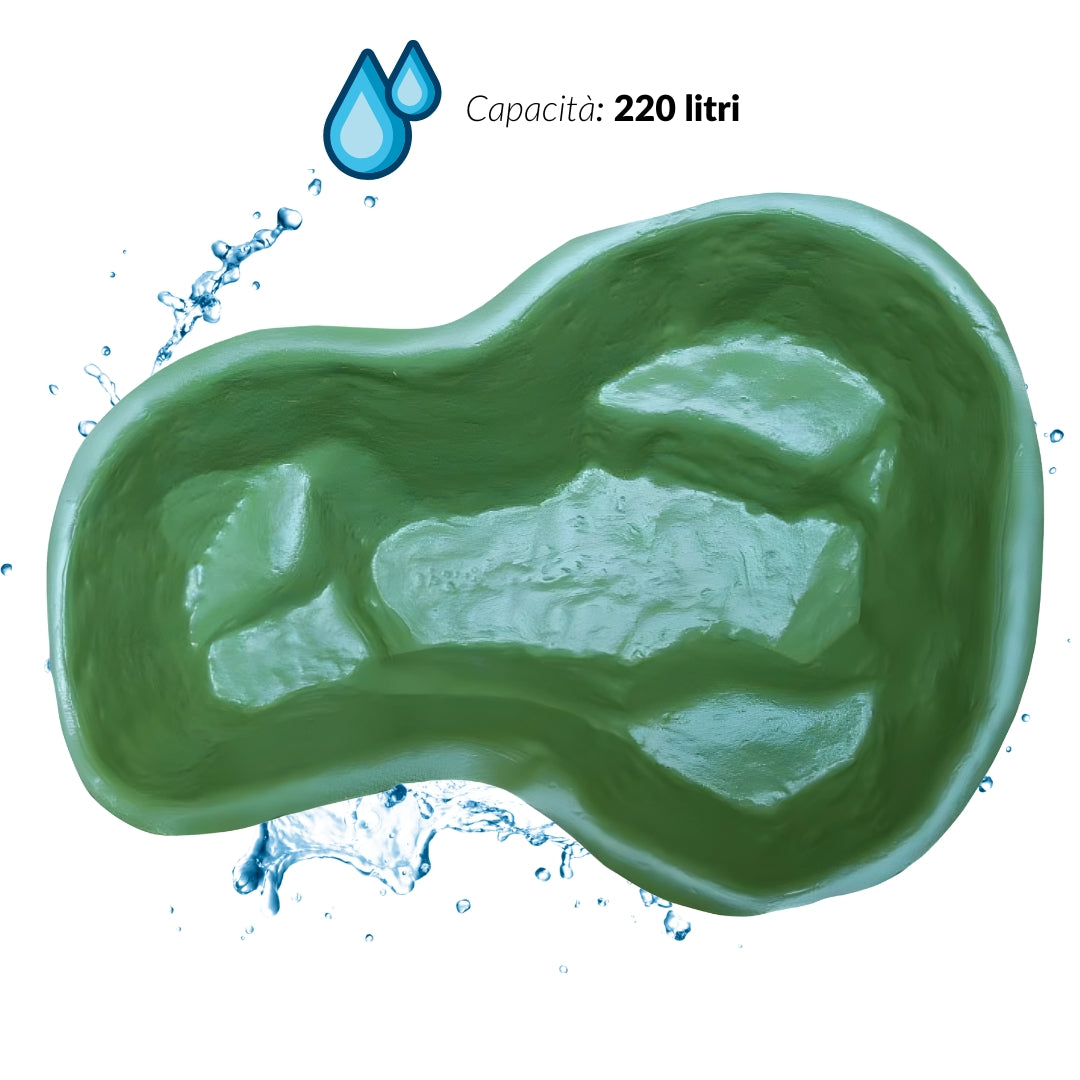 Laghetto da giardino green bracciano litri 220 dimensioni 136x100xh34 cm