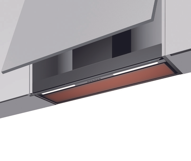 CAPPA PROFILE INCASSO cm 116 â€“ Nera -700 m3/h DRY DROP