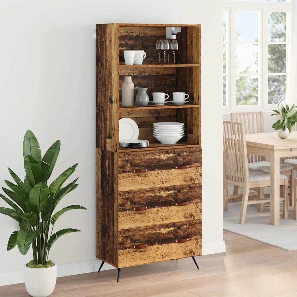 Credenza | Madia | Buffet da pranzo | Armadio da pranzo Legno vecchio 69,5 x 34 x 180 cm Legno multistrato
