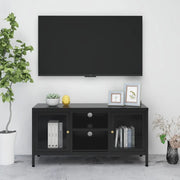 Mobile TV Nero 105x35x52 cm in Acciaio e Vetro 336058