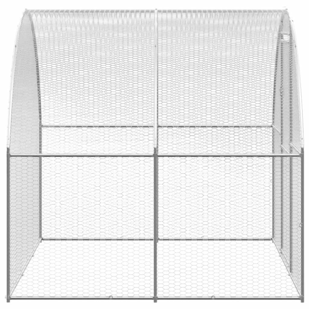 Pollaio/recinto/gabbia per polli da esterno 3 x 2 x 2 m acciaio zincato argento 02_0044005
