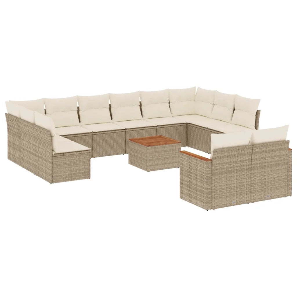 Set Divano da Giardino 13 pz con Cuscini Beige in Polyrattan 3226450