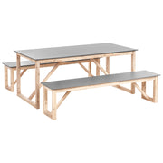 Set da pranzo da giardino per esterni con tavolo da pranzo e 2 panche Grigio giardino balcone terrazzo