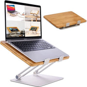 Supporto per Laptop in Legno Regolabile in Altezza - Supporto per Laptop fino a 17 Pollici - Supporto per MacBook - Supporto per Laptop da Ufficio - Elevatore per Ufficio