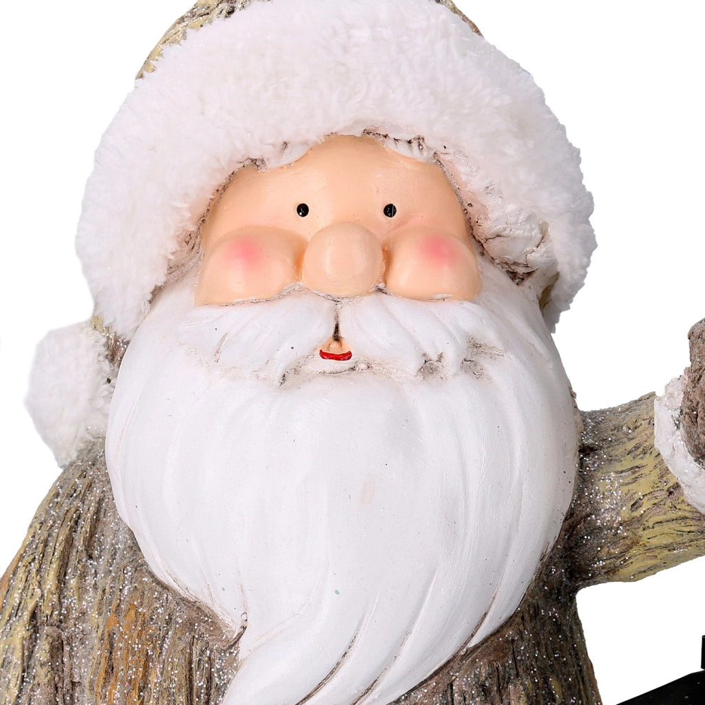 Pupazzo Babbo Natale in Resina con lanterna grigio cm 25,5x17xh44