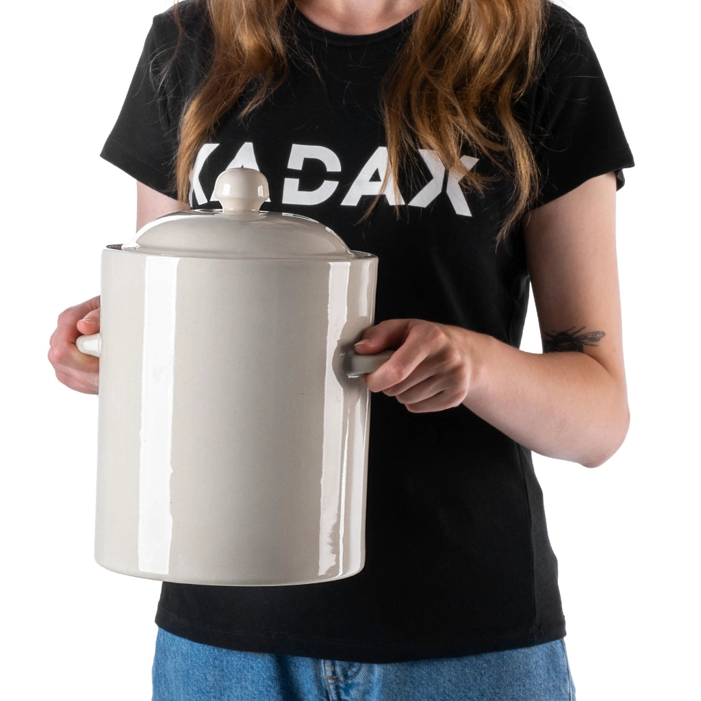 Vaso KADAX a forma di barile per sottaceti con collarino, 2,5 l, in gres per cavoli e cetrioli