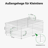 Recinto per piccoli animali 183 x 122 x 60 cm con telo parasole recinzione per conigli e lepri
