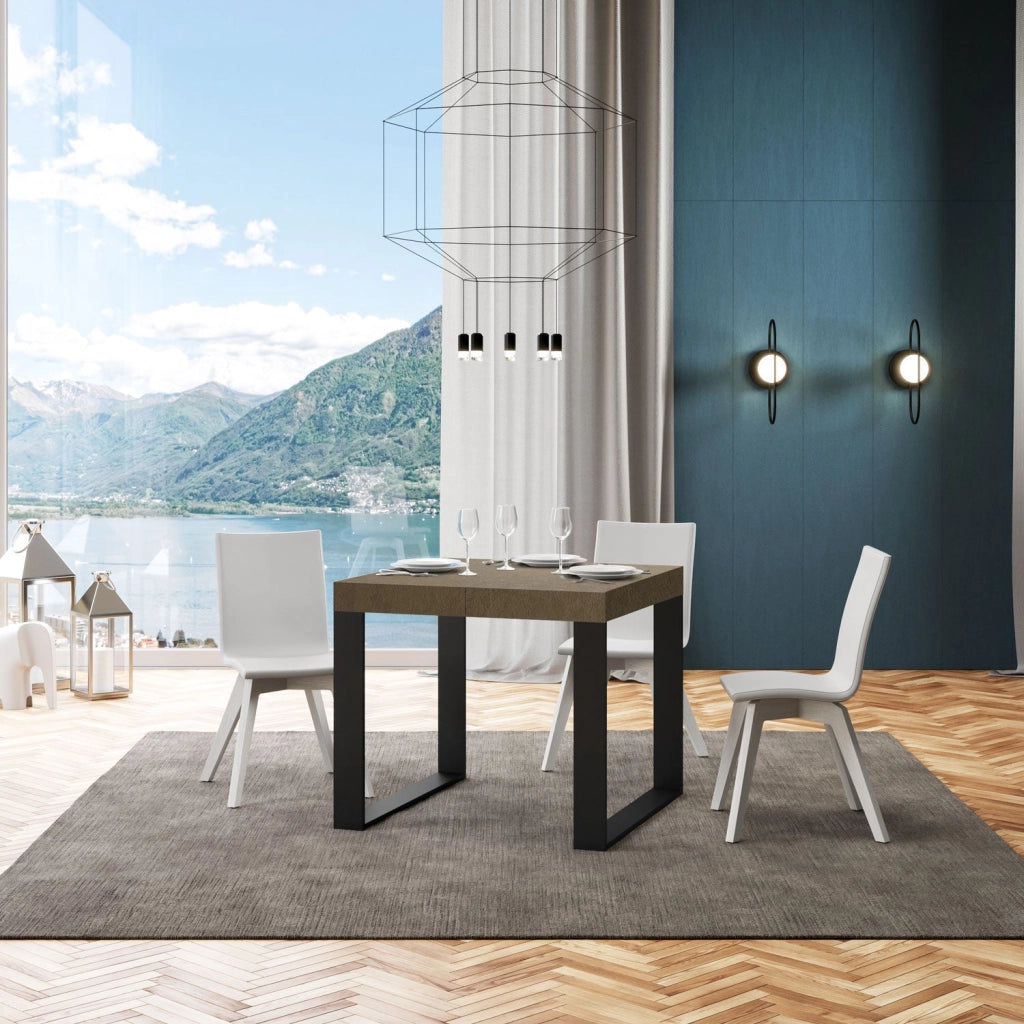 Tavolo Allungabile 90-246x90x77 cm Tecno Tortora Telaio Antracite