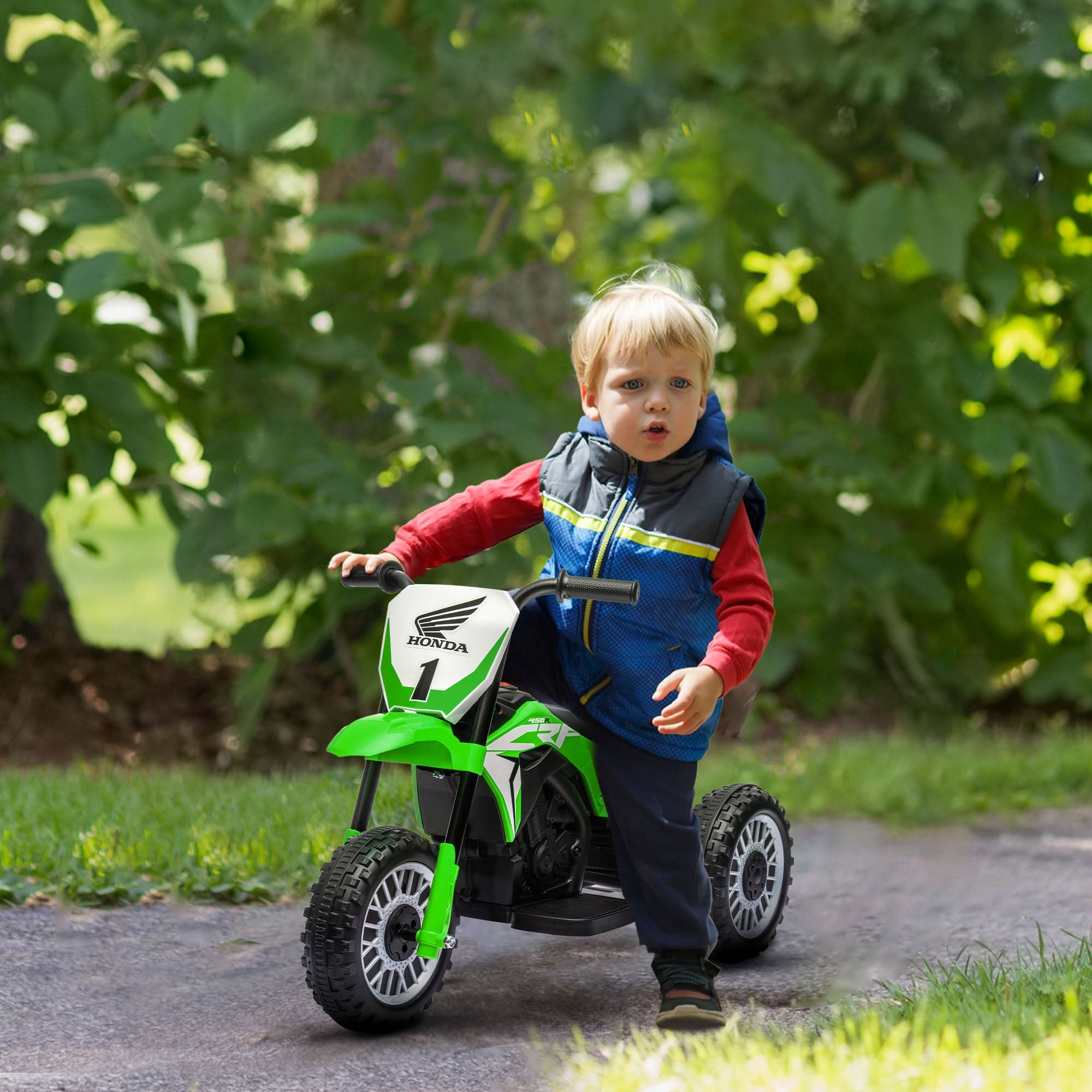 Moto Elettrica per Bambini 3 Ruote 6V con Licenza Honda CRF450RL Verde