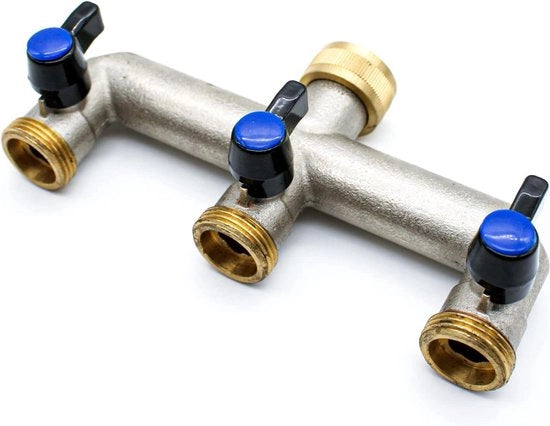 3 Uscite Irrigatore esterno - Irrigatore esterno a doppia uscita - Flessibile tubo di scarico 3/4 - Maniglia in ottone Irrigatore esterno a doppia uscita per giardino