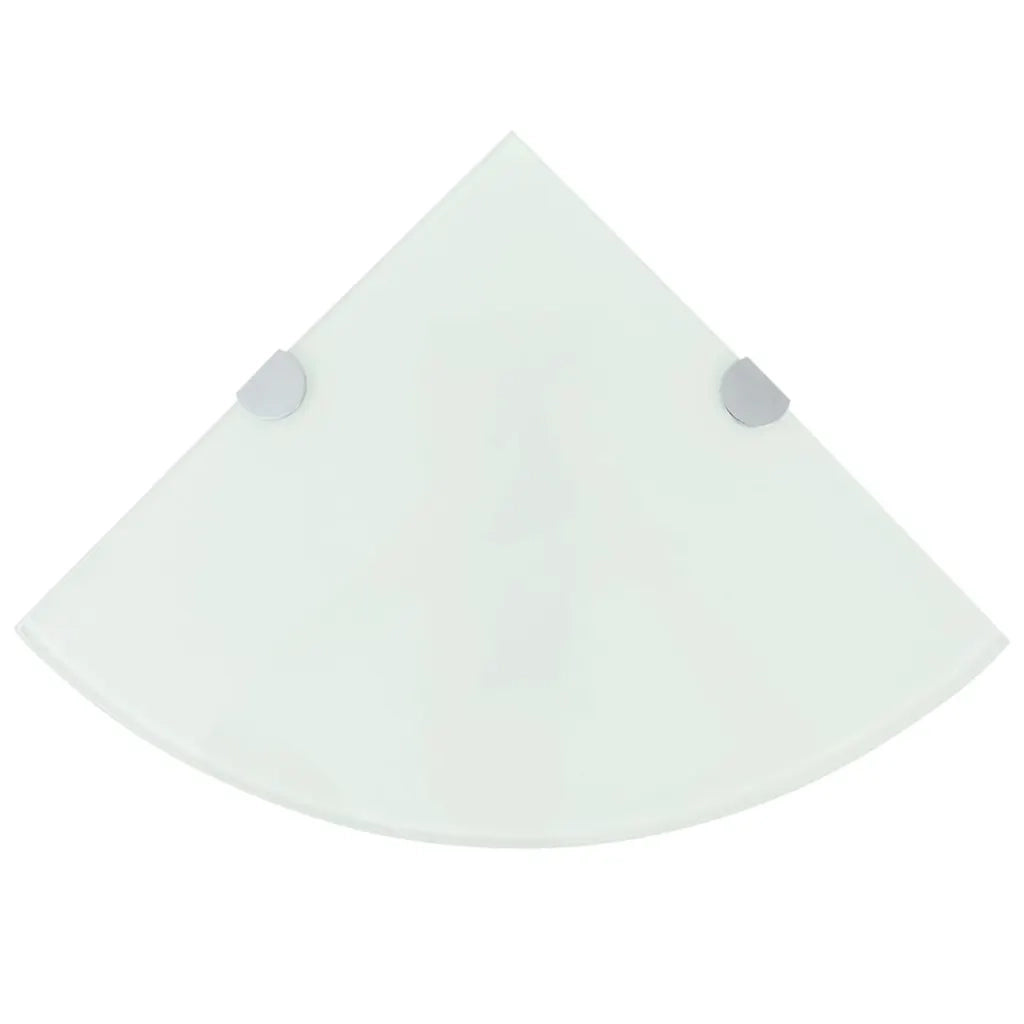 Scaffali Angolari 2 pz Supporti Cromati e Vetro Bianco 35x35 cm cod mxl 33085