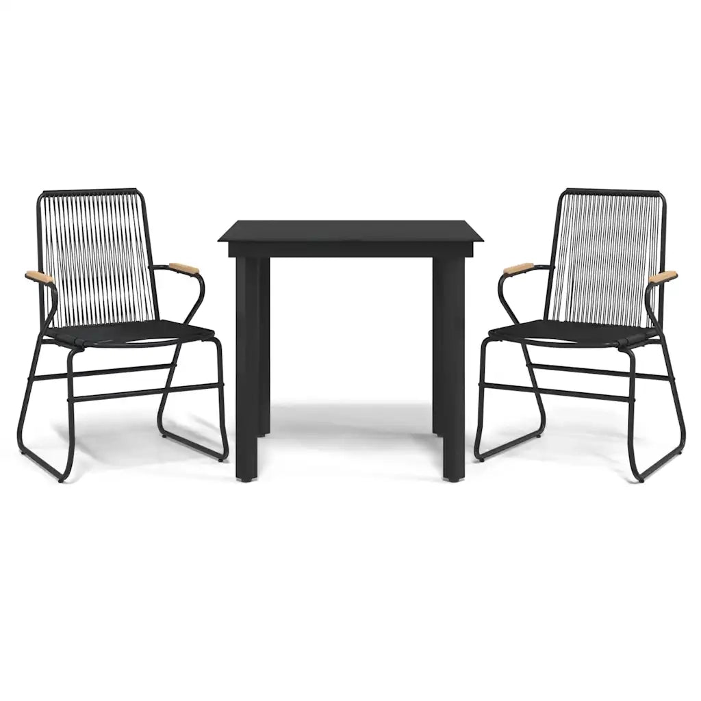 Set da Pranzo da Giardino 3 pz Nero in Rattan PVC 3099209