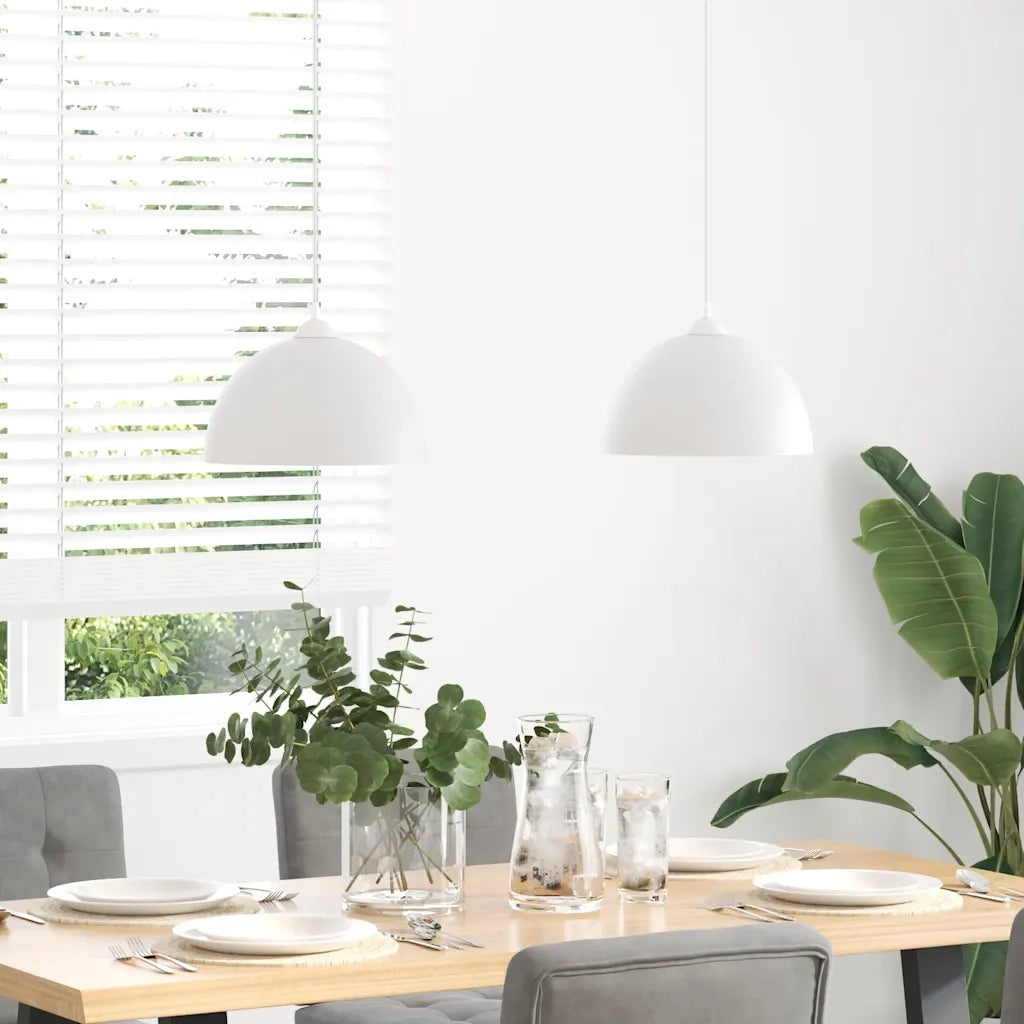 Lampada a Sospensione 2 pz Regolabile E27 Bianco Ø 30cm Metallo 4103452
