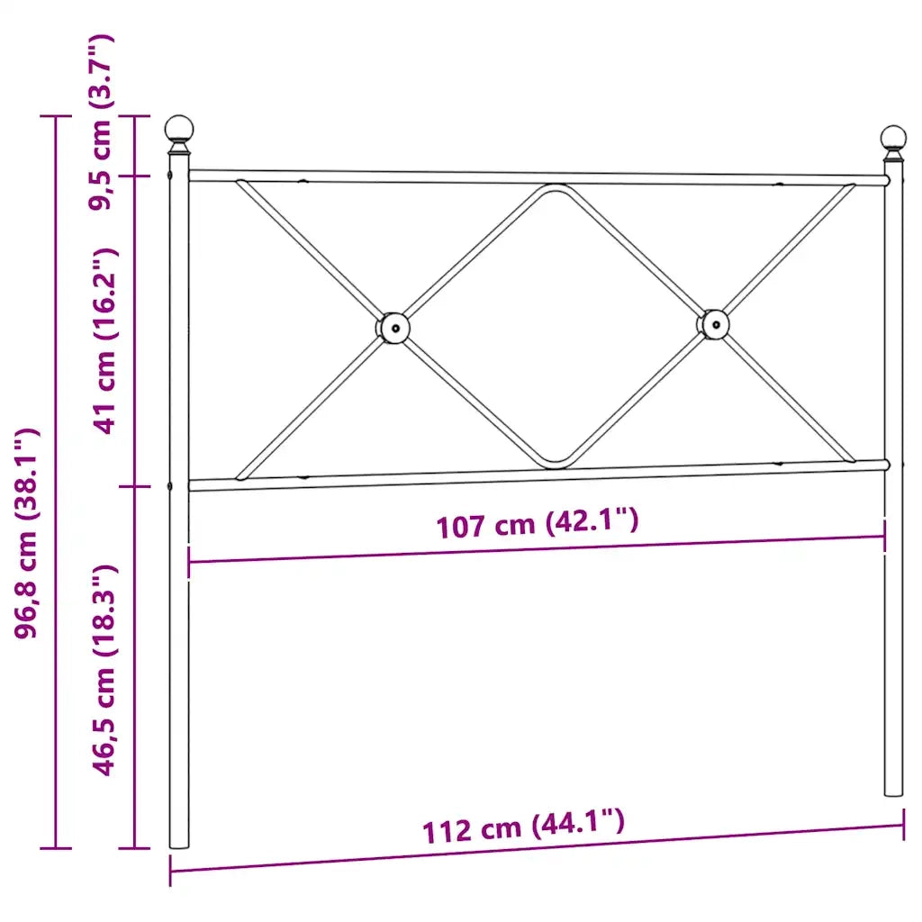 Testiera di Ricambio in Metallo Bianco 107 cm 376581