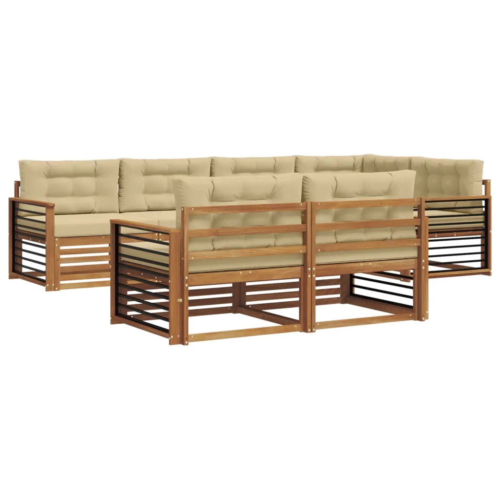Set di divani da esterno con cuscino 7 pcs Naturale e Beige