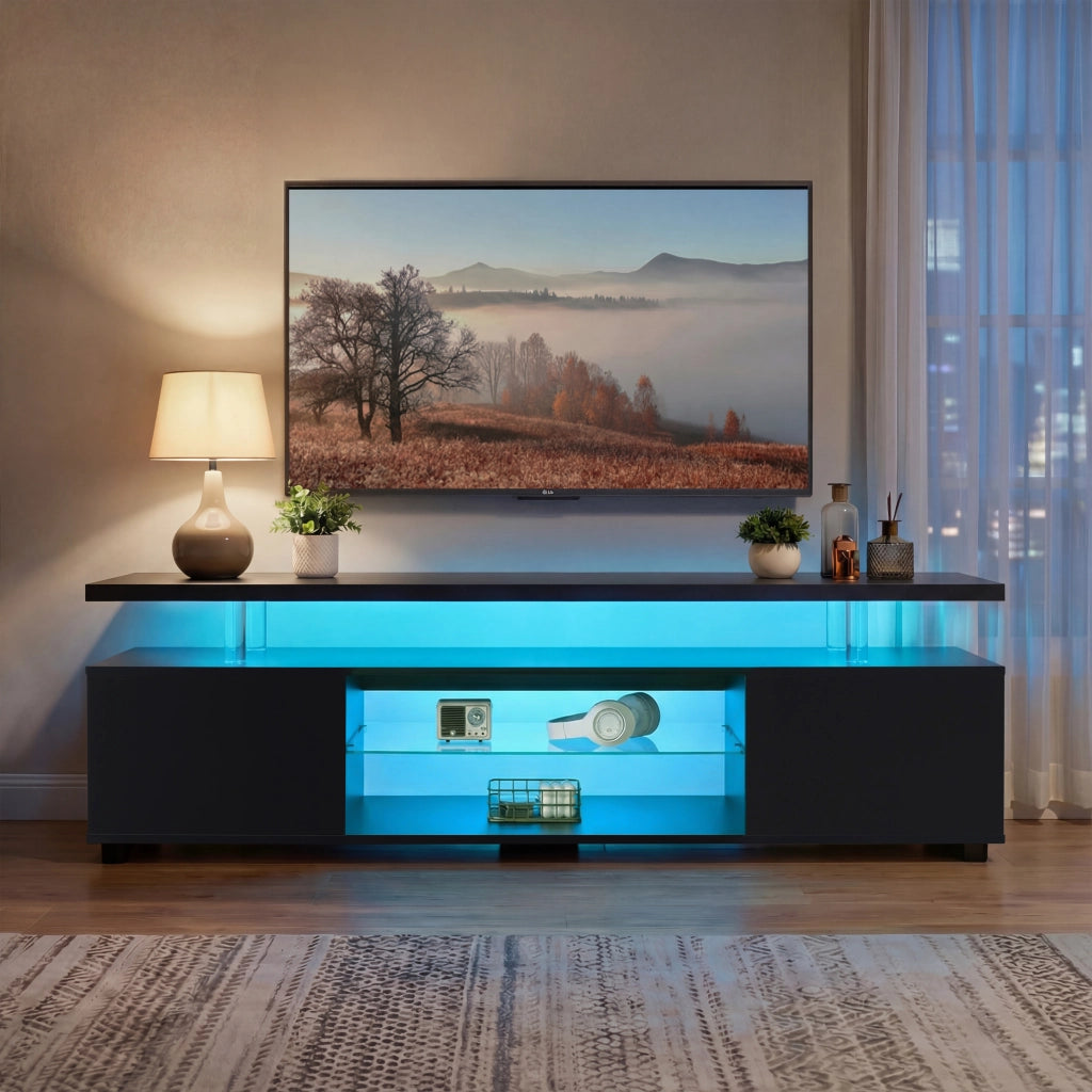 Mobile TV 60 Pollici con Credenza Laterale ¨C MINIMAL ¨C Nero, Soggiorno