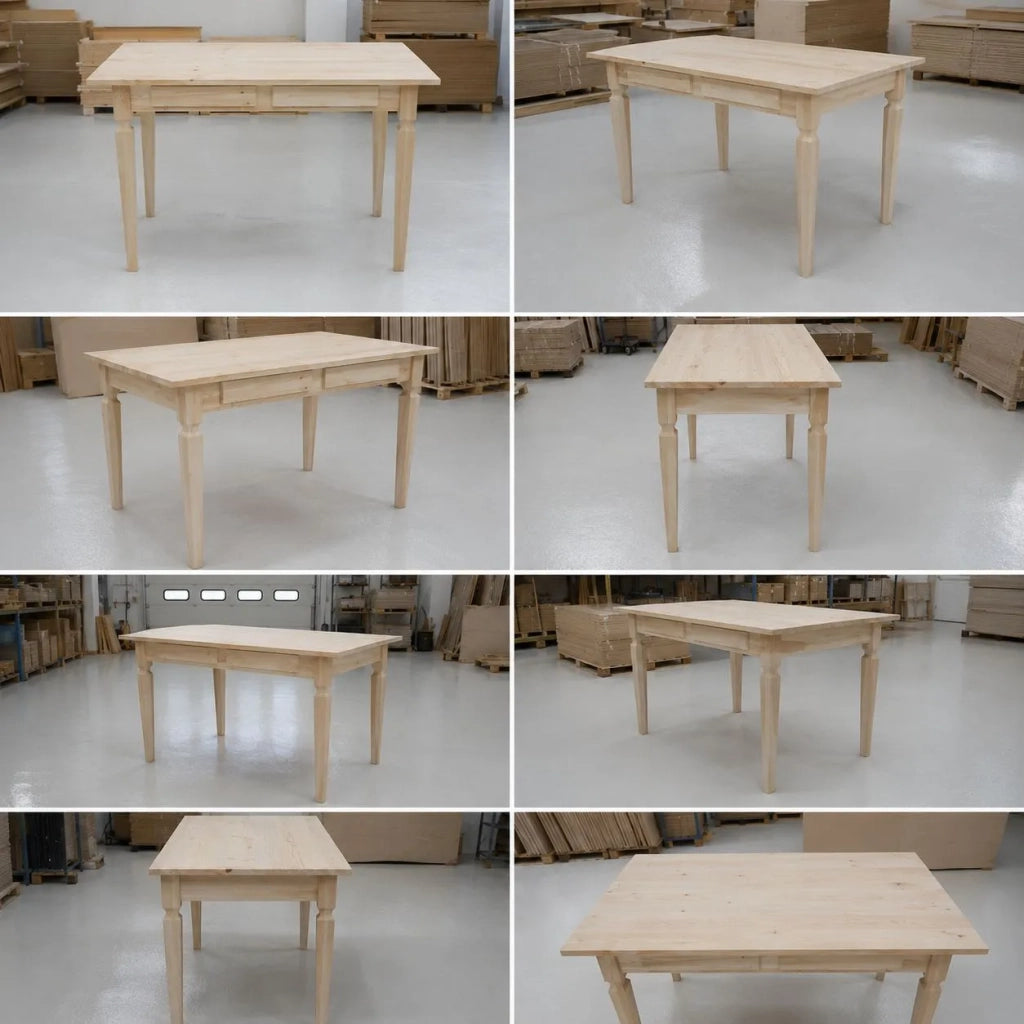 Scrivania 2 cassetti in legno massello grezzo l.120 p.58 h.79 (549) - Mobili 2G
