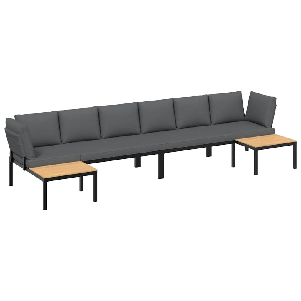 Set Divani da Giardino 4 pz con Cuscini in Alluminio Nero 3283697