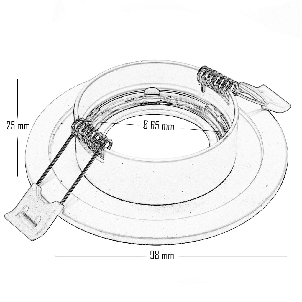 Porta faretto tondo bianco incasso 65mm brillantini supporto lampade LED GU10