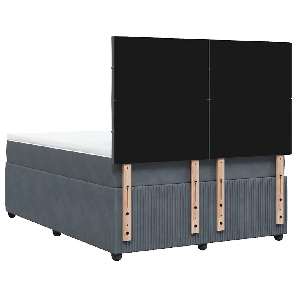 Giroletto a Molle con Materasso Grigio Scuro 160x200 cm Velluto
